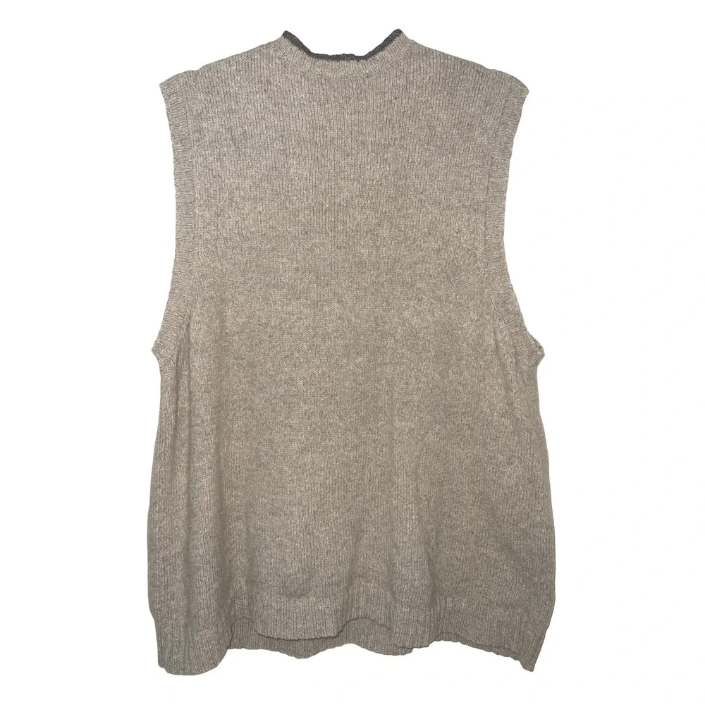J.Crew Lambswool Linen Knit Sweater Vest Tan‎ Heather V-Neck Size XL EUC